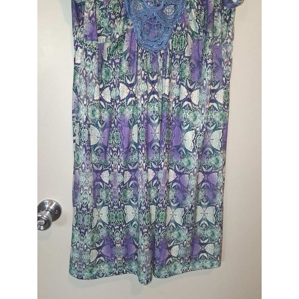 Women's One World Live and Let Live Boho Animal Print & Crochet Dress, XL - Picture 5 of 11